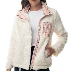 NWOT WHITE BIRCH RED PLAID SHERPA JACKET IN SIZE MEDIUM